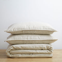 Natural Gingham, Duvet Cover Set, 100% French Flax Linen