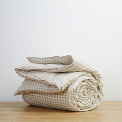 Natural Gingham, Duvet Cover, 100% French Flax Linen