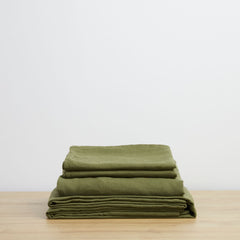 Olive, Linen Sheet Set, 100% French Flax Linen