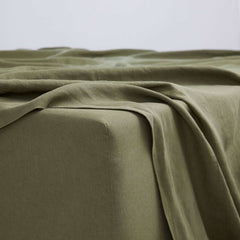 Olive, Fitted Sheet, 100% French Flax Linen