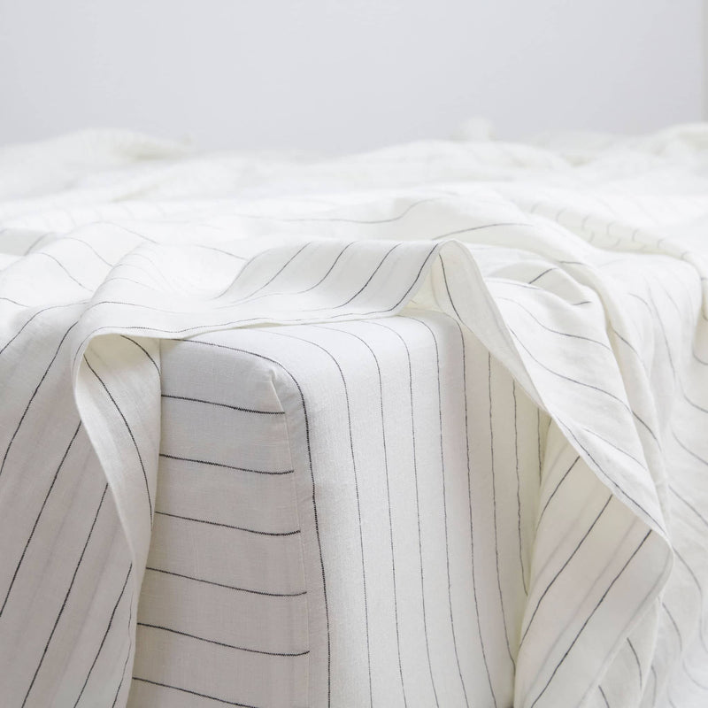 Stripe, Linen Flat Sheet, 100% French Flax Linen