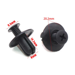 100PCS Plastic Rivets 8mm Fasteners Screw Car Bumper Fender Black Rivet Car Fastener Clips for Toyota Focus Kia Nissan Yamaha