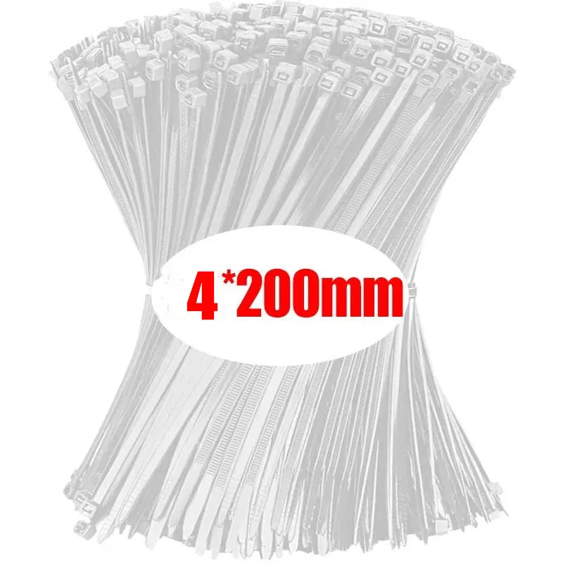 1000/100Pcs Nylon Cable Ties Self-locking Cord Ties Straps Adjustable Cables Fastening Loop Home Office Wire Zip Ties Wholesale