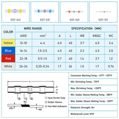 100/120/150/250/300 PCS Solder Seal Wire Connectors Heat Shrink Butt Connectors, Waterproof Insulated Electrical Wire Terminals