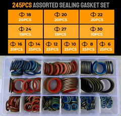 100/245pcs Sealing Gasket Set Oil Drain Combined Washer Seal Set M6 M8 M10 M12 M14 M16 M18 M20 M22 M24 M27 M30